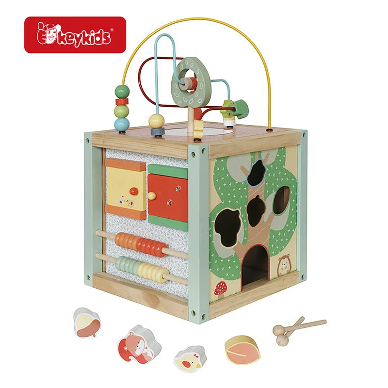 Montessori Toys Wooden Activity Cube for 1+ Year Old Boys & Girls W11B362
